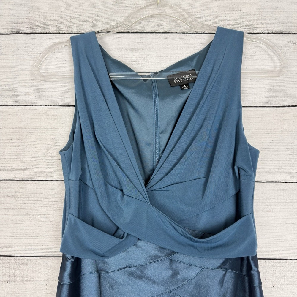 Adrianna Papell Teal Blue Tiered Dress Womens Sz 8 Cocktail Party Wedding Guest - Picture 2 of 7